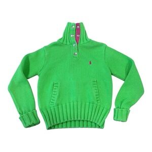 POLO Ralph Lauren Girls' Knit Sweater Size 4/4T Green Embroidered Pony